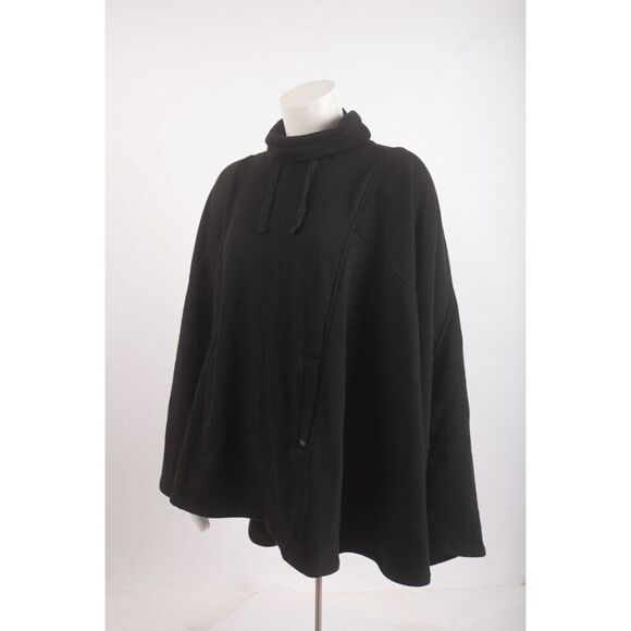 UGG Australia Womens Turtleneck Pullover Cape Poncho Black Sz US XS S Pockets - Picture 4 of 6